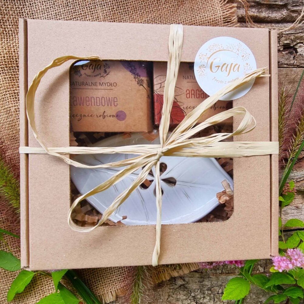 Zestaw prezentowy mydła i mydelniczka - Olejarnia Gaja