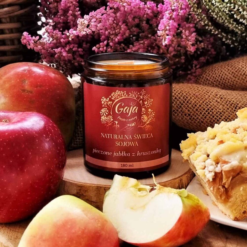 Naturalna świeca sojowa Pieczone Jabłko z Kruszonką - Olejarnia Gaja