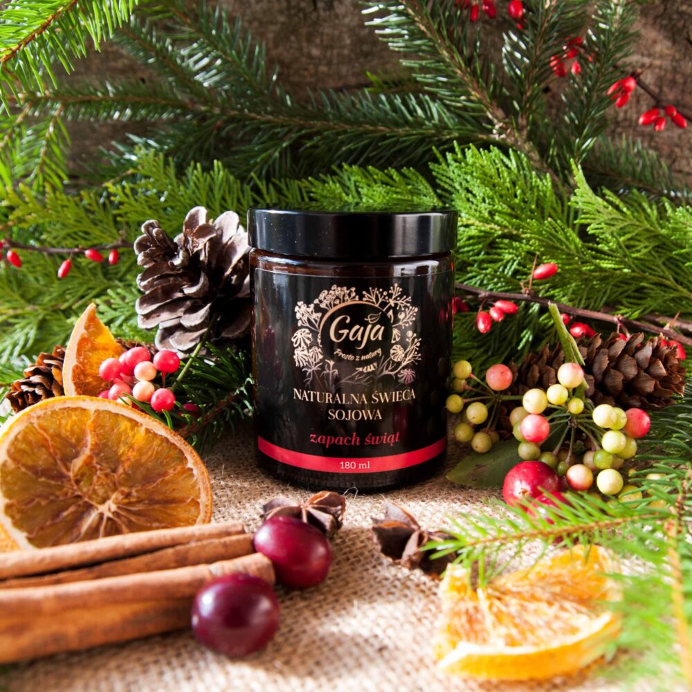 Naturalna świeca sojowa Zapach Świąt - Olejarnia Gaja